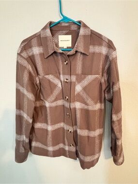 NWOT - Thread & Supply Brown and White Vera Plaid Cotton Button-Down Shirt - S
